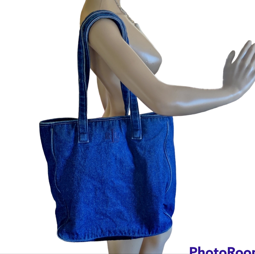 Vintage 90s Lauren Ralph Lauren Jean Tote - Picture 1 of 5